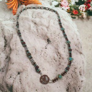Women Boho Beaded Necklace Three Pattern Jewelry 21 Inch Length Gem Beach Core